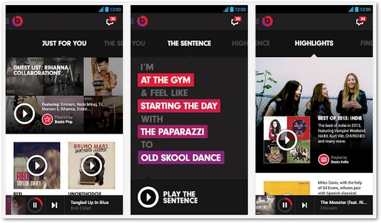 Beats Music - interfejs aplikacji