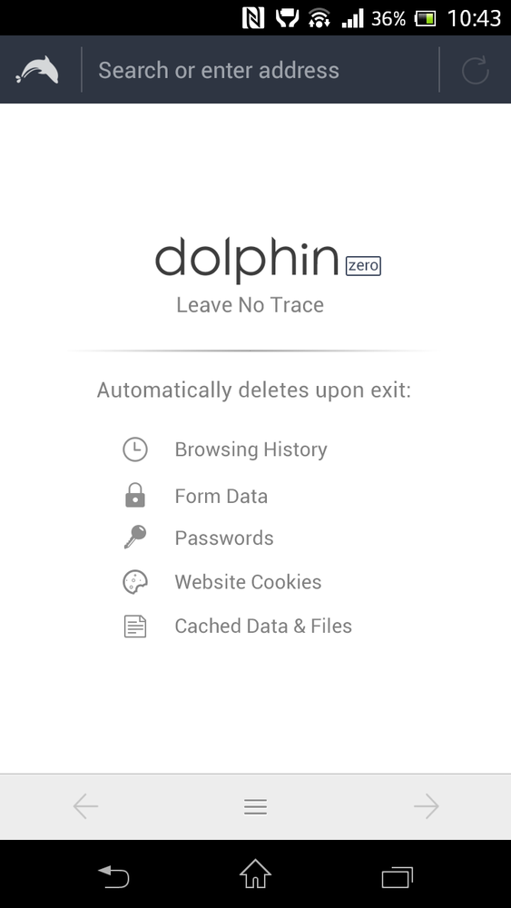 Dolphin Zero - główny ekran aplikacji