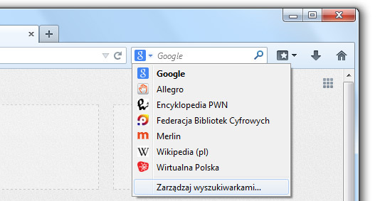 Firefox - zmiana wyszukiwarki