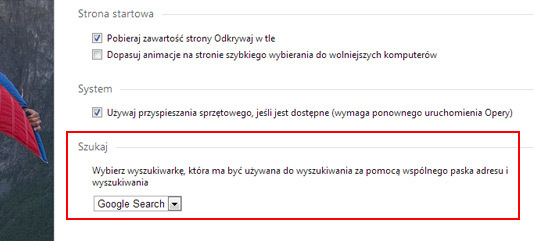 Zmiana wyszukiwarki w Operze