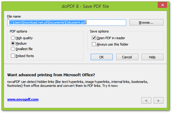 Zapisywanie dokumentu do formatu PDF