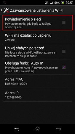 Powiadomienia o sieci Wi-Fi