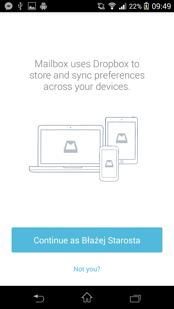 Mailbox - parowanie z kontem Dropbox