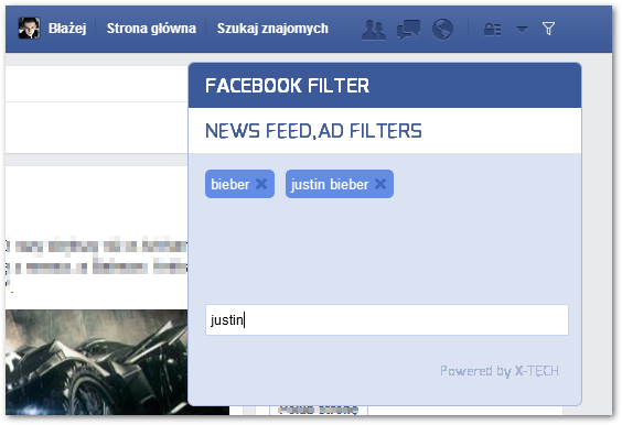 Facebook - wpisywanie wielu filtrów