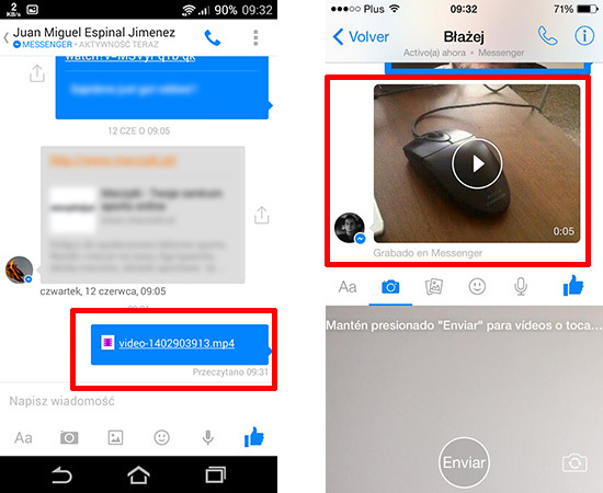 Facebook Messenger - wysyłanie wideo (Android) i odbieranie (iPhone)