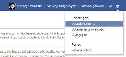 Ustawienia konta na Facebooku