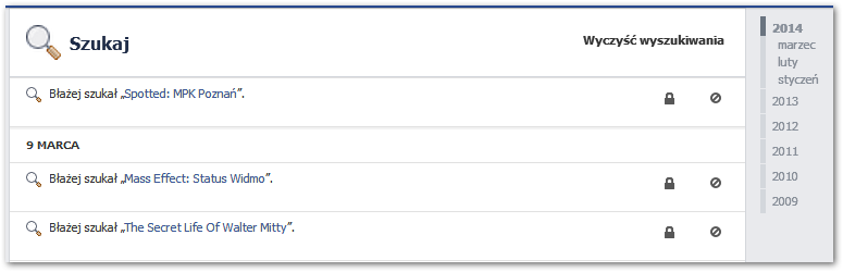 Historia wyszukiwań w Facebooku