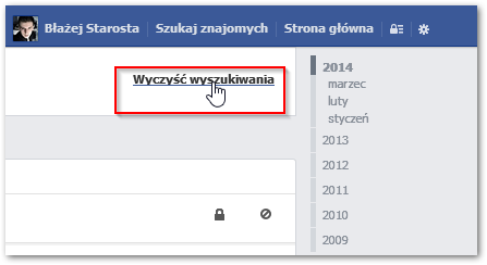 Czyszczenie historii wyszukiwań na Facebooku