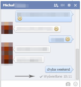 Facebook - powiadomienie o wyświetleniu wiadomości