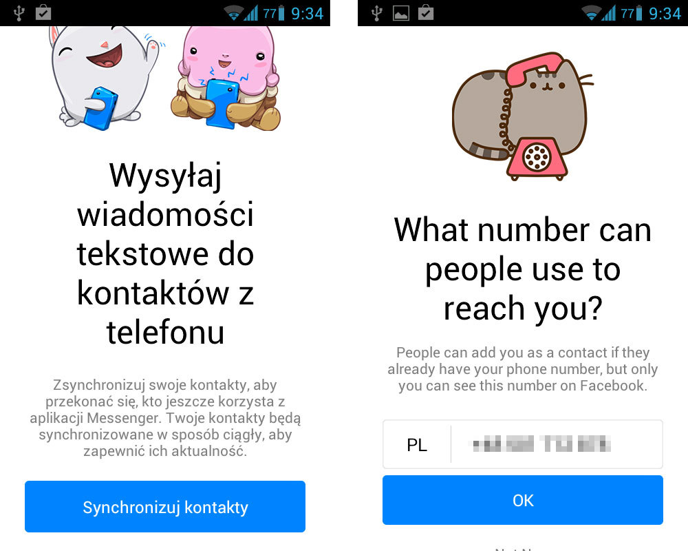 Facebook Messenger - synchronizacja z telefonem