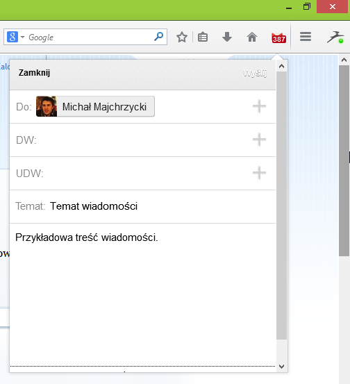 Fastest Gmail Notifier - tworzenie wiadomości