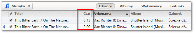 iTunes - efekt końcowy po wycięciu fragmentu piosenki