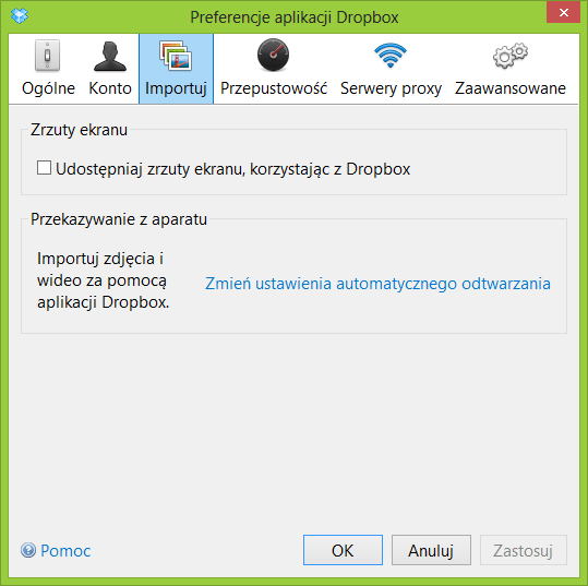 Preferencje Dropboksa