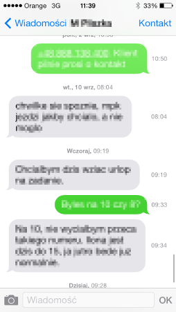 Czas otrzymania wiadomości w iOS 7