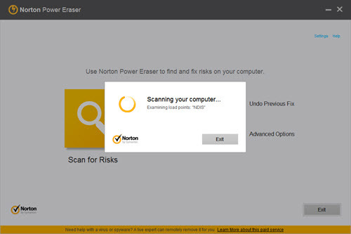 Skanowanie komputera w Norton Power Eraser