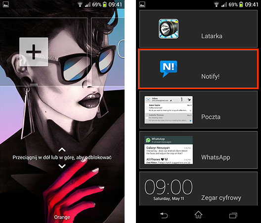 Notify! - dodawanie widżetu do ekranu blokady