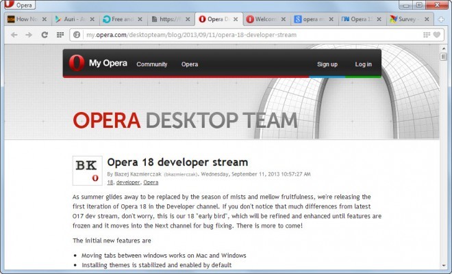 Opera 18 Dev