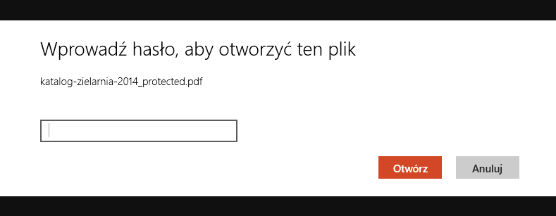 Komunikat z prośbą o hasło przy uruchomieniu PDF