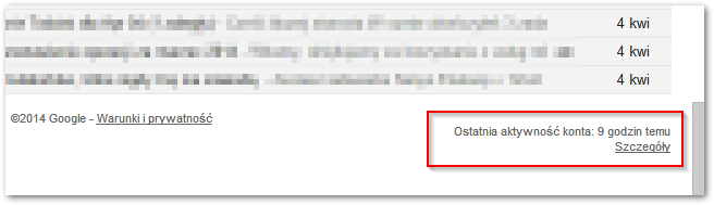 Wyświetlanie szczegółów aktywnych sesji w Gmailu