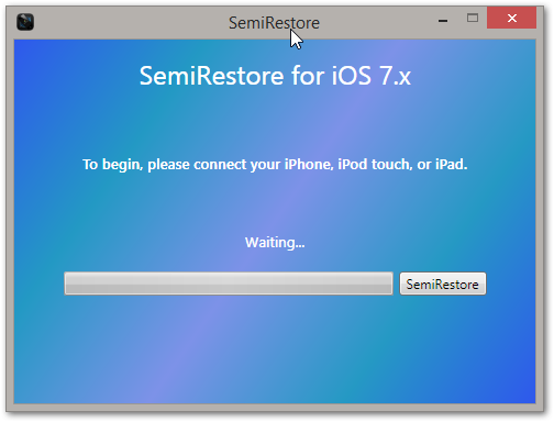 SemiRestore for iOS 7.X - okno programu