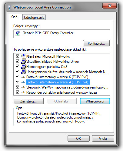Ustawienia karty Ethernet