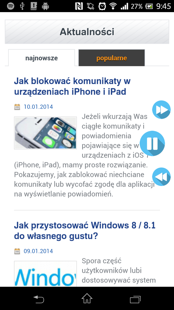 SidePlayer w przeglądarce