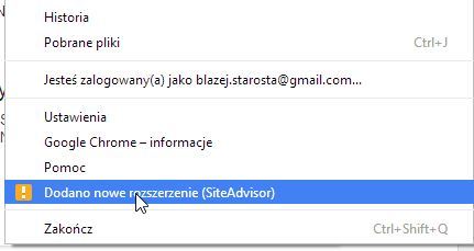 Aktywacja McAfee SiteAdvisor w Chrome