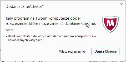 Włączanie rozszerzenia SiteAdvisor w Google Chrome