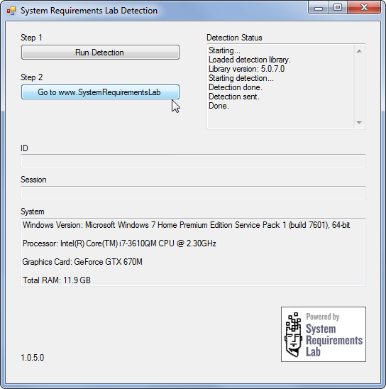 System Requirements Lab Detection