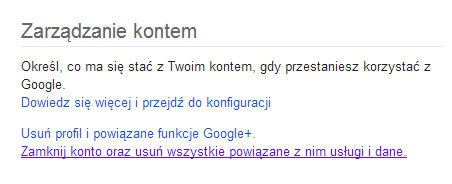 Zamykanie konta Google