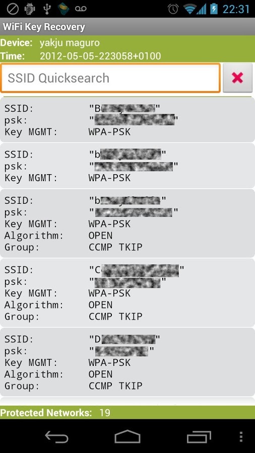 Przeglądanie haseł do sieci WiFi w WifiKey Recovery