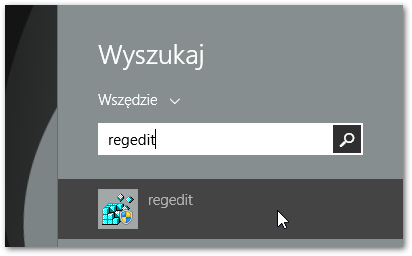Uruchamianie edytora rejestru w Windows 8