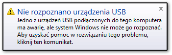 Nie rozpoznano urządzenia USB