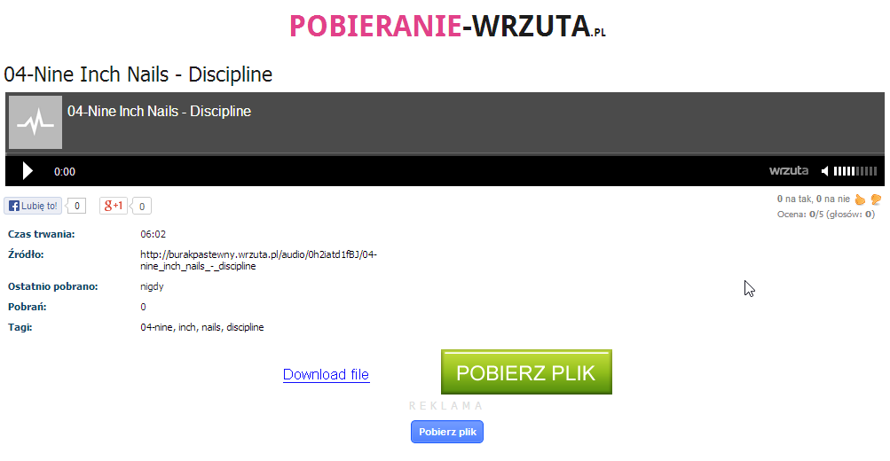 Pobieranie piosenki z Wrzuta.pl