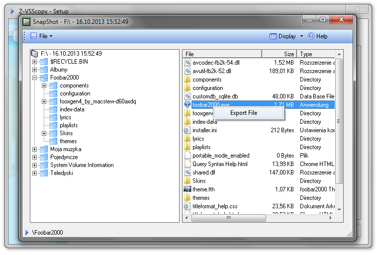 Z-VSScopy - odzyskiwanie plików