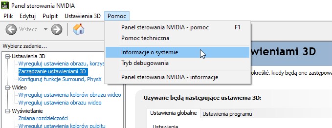 Wejdź do informacji o systemie