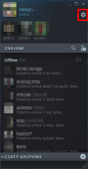 Wejdź do ustawień listy znajomych na Steam