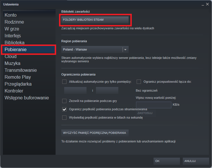 Otwórz foldery bibliotek Steam