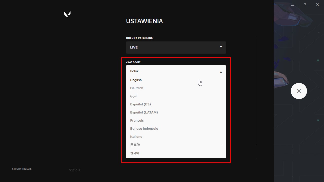 Ustaw język gry w launcherze