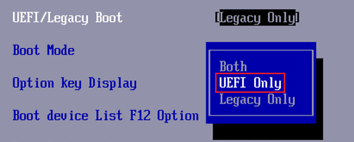 Ustaw bootowanie w trybie UEFI
